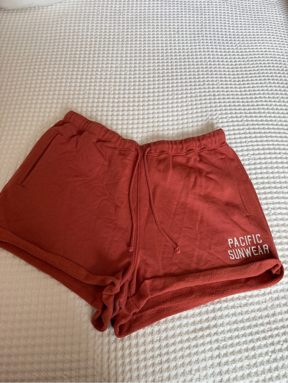 Pacific Sun Warm Rust Red Drawstring Terry-Trim Athletic Shorts